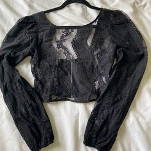 Forever 21 Sheer Black crop Top